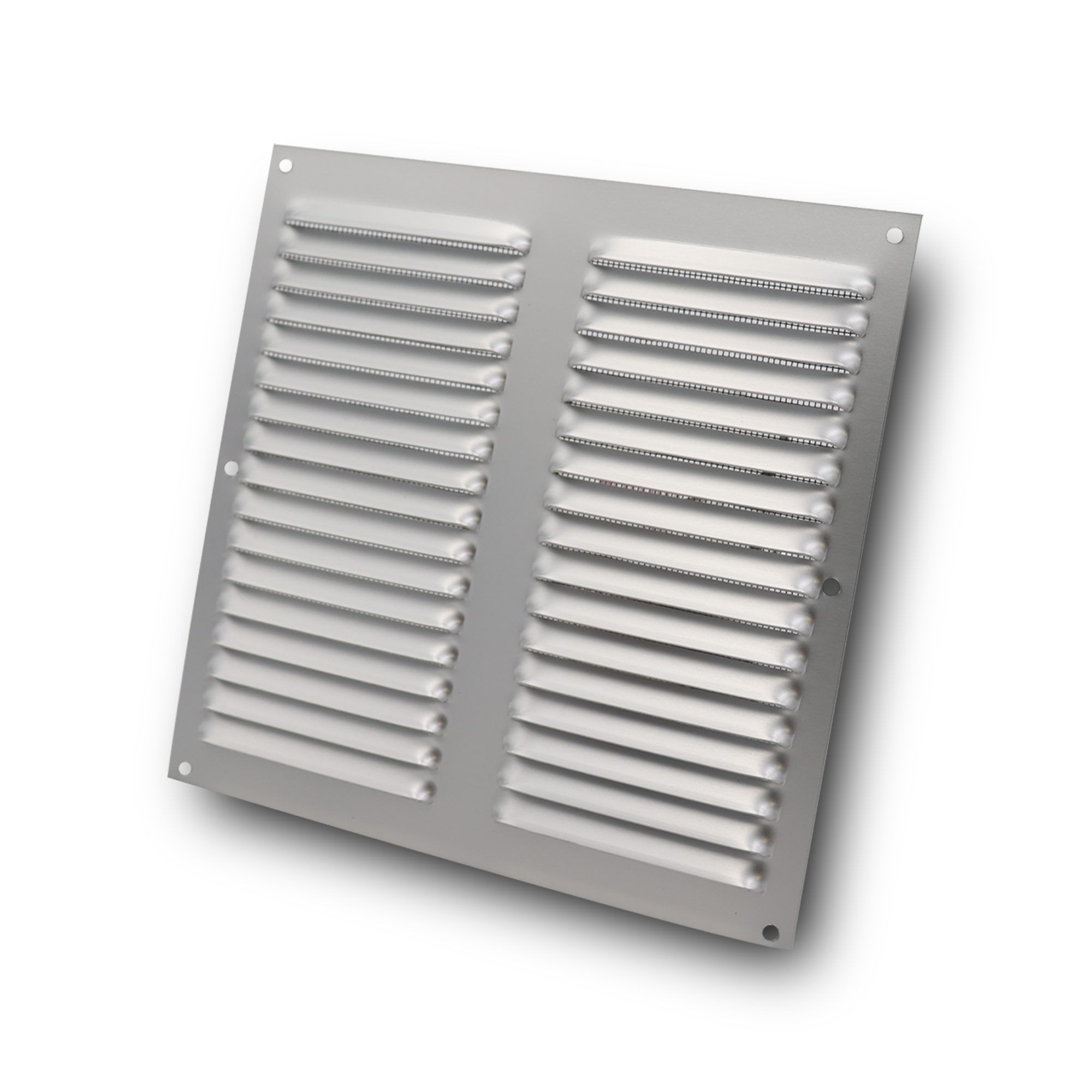 Grille d'aération à persiennes en aluminium inox carrée 200 x 200 mm