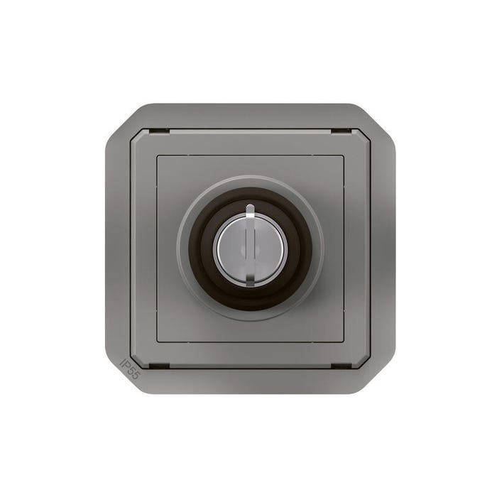 interrupteur à clé - ronis - 3 positions - gris - composable - legrand plexo 069535l 1
