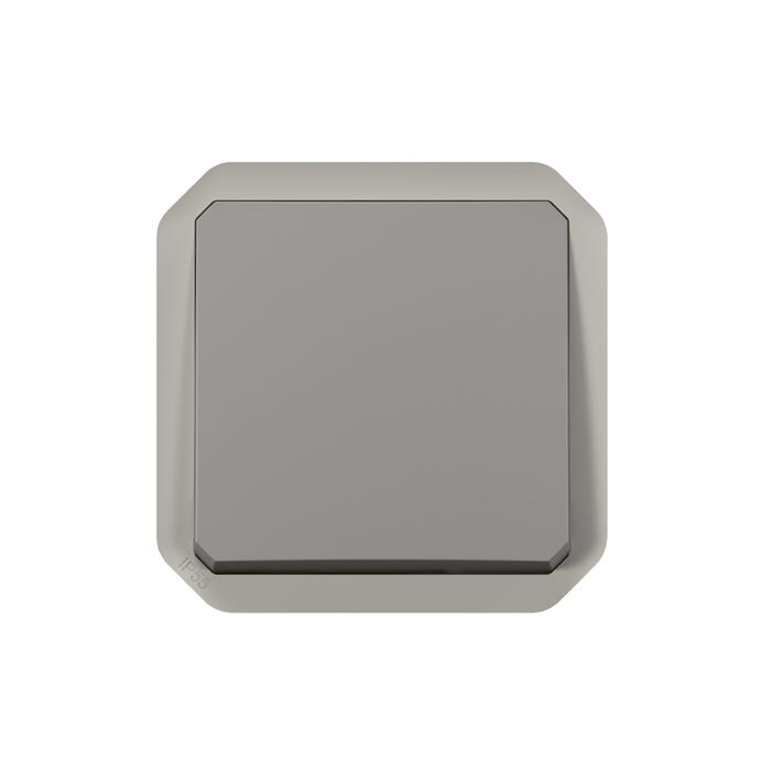 bouton poussoir inverseur - no/nc - gris - composable - legrand plexo 069541l 0