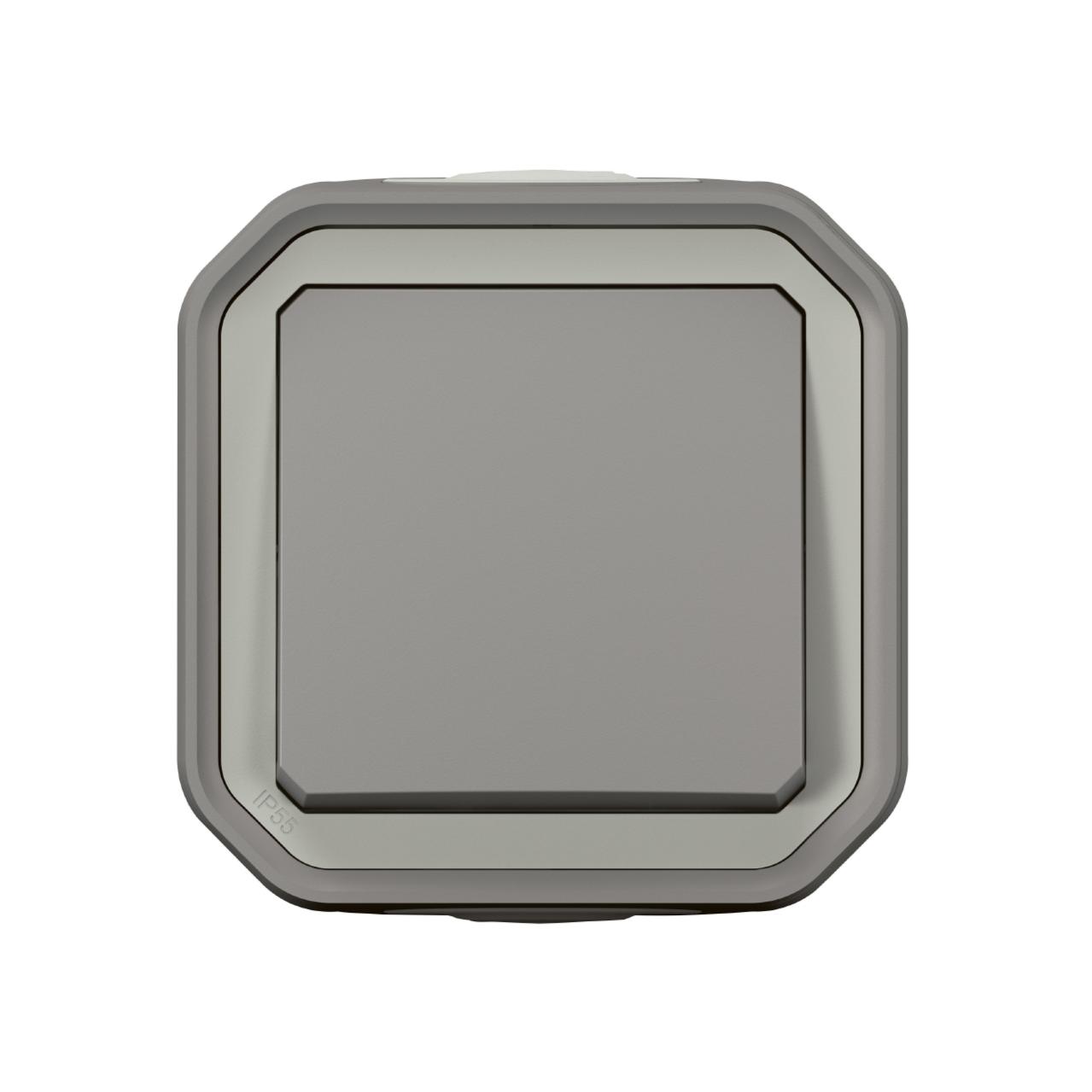 bouton poussoir - no - gris - saillie - legrand plexo 069720l