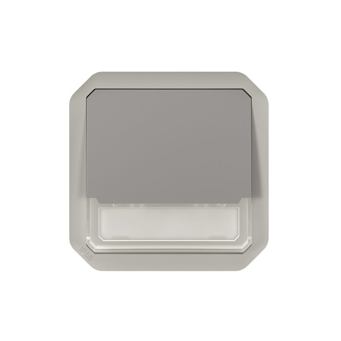 bouton poussoir inverseur - porte étiquettes - no/nc - lumineux - gris - composable - legrand plexo 069544l 0