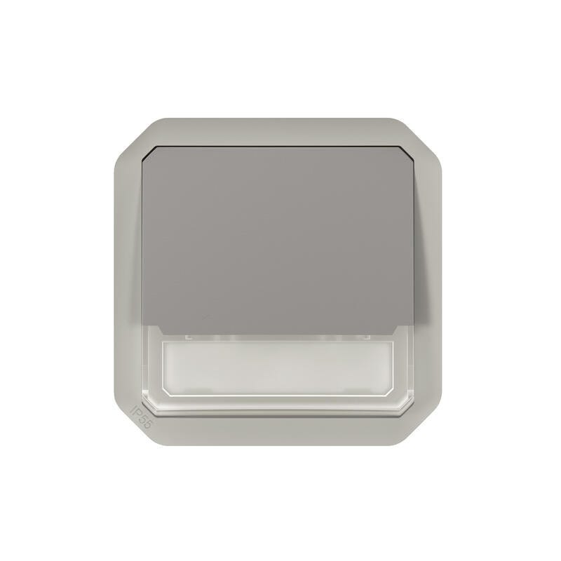 bouton poussoir inverseur - porte étiquettes - no/nc - lumineux - gris - composable - legrand plexo 069544l 1