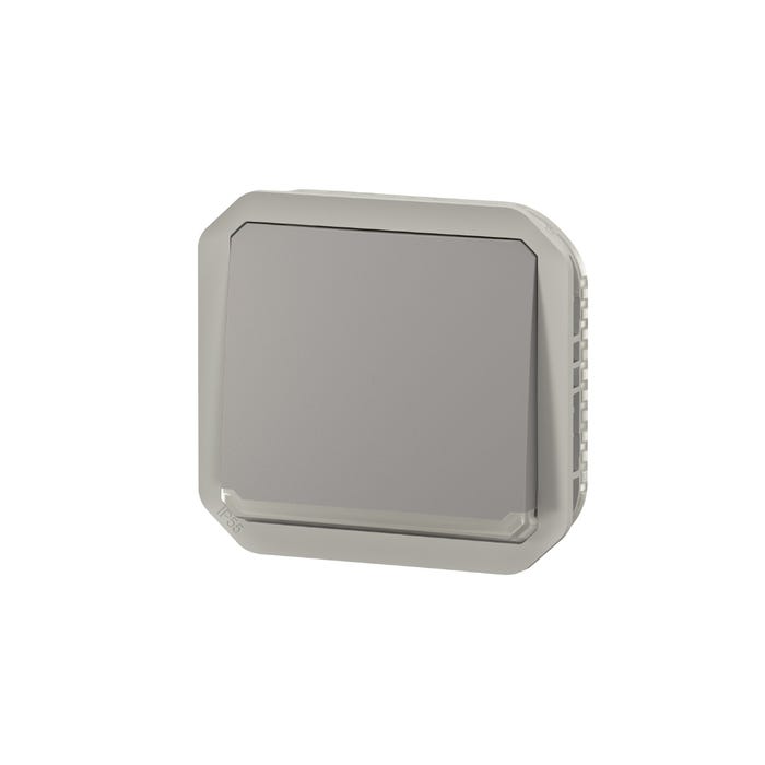 bouton poussoir inverseur - no/nc - lumineux - gris - composable - legrand plexo 069536l 0