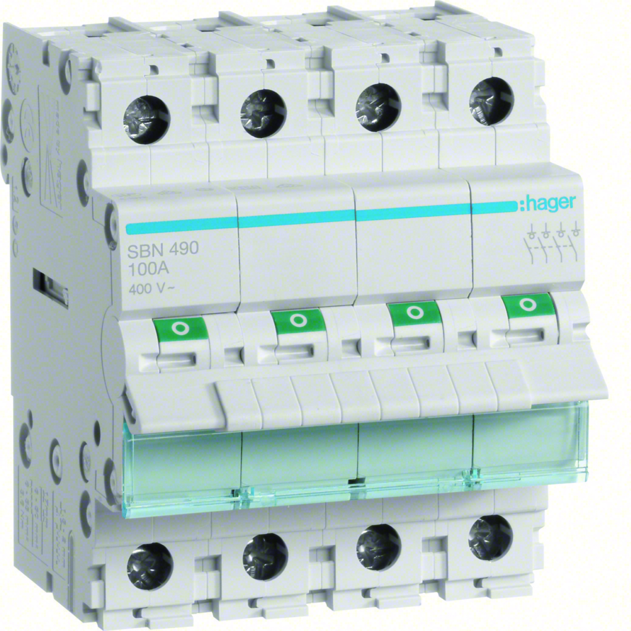 interrupteur modulaire - 4 pôles - 100a - hager sbn490