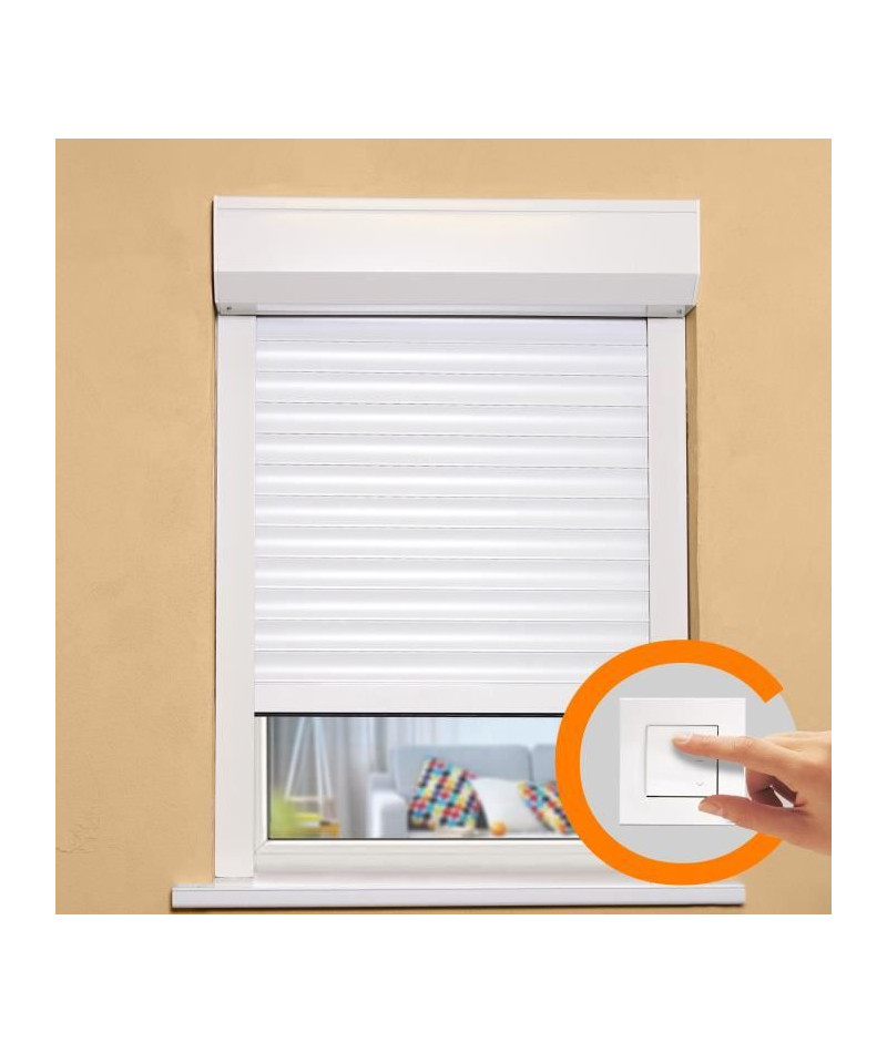 FRANCE COMBI Volet roulant PVC double parois - H 1,4 x L 1,5 m - Manoeuvre électrique filaire - Blanc