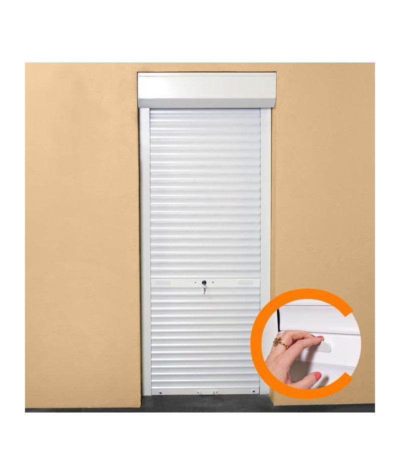 FRANCE-COMBI Volet roulant PVC manuel a tirage pour porte - L 100 x H 220 cm