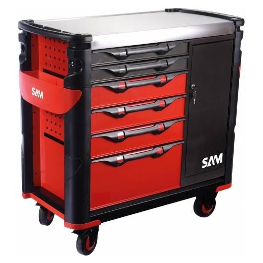 SAM OUTILLAGE - Servante 41 - Xxl 6 Tiroirs - Avec Armoire Et Plateau Inox