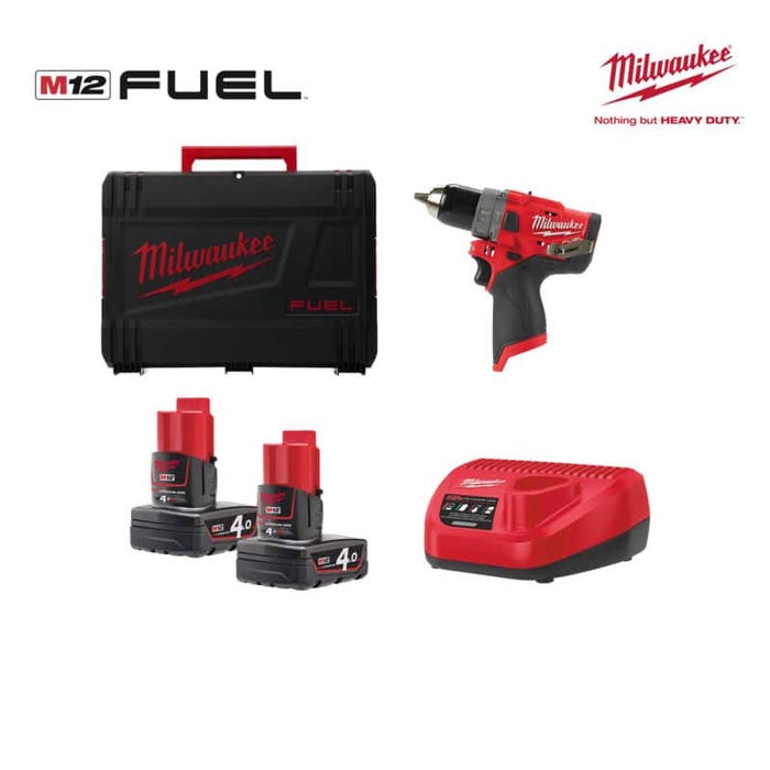 Perceuse percussion MILWAUKEE FUEL M12 FPD-402X - 2 batterie 12V 4.0 Ah - 1 chargeur C12C 4933459804 1