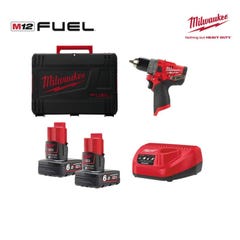Perceuse percussion MILWAUKEE FUEL M12 FPD-602X - 2 batterie 12V 6.0 Ah - 1 chargeur C12C 4933459806 1