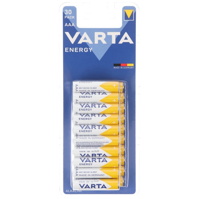 Lot de 30 piles alcalines Varta Energy, micro, AAA, LR03, 1,5 V 2