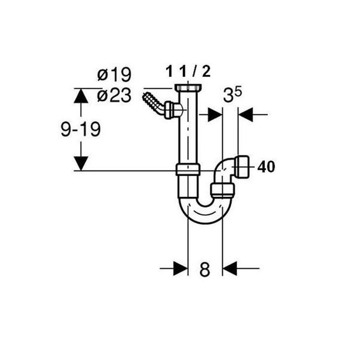 Siphon pour évier 1 cuve Uniflex - G 1 1/2 - 40mm 1