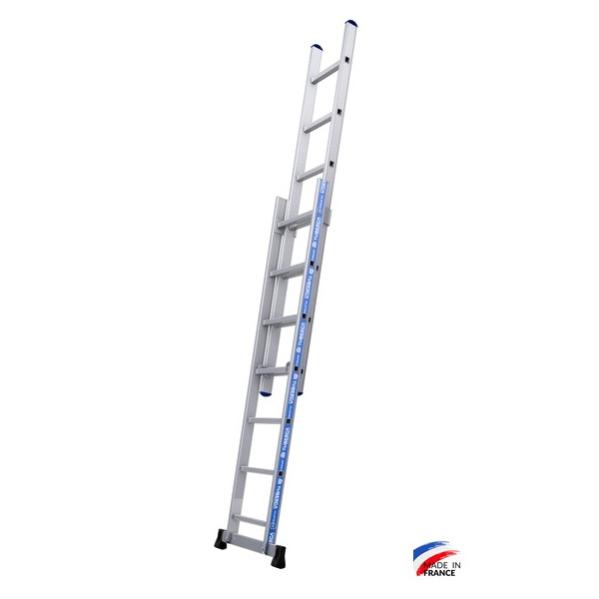 Tubesca - Echelle platinium coulisse à main 2 plans 2x7 échelons hauteur d'accès 4,4 m