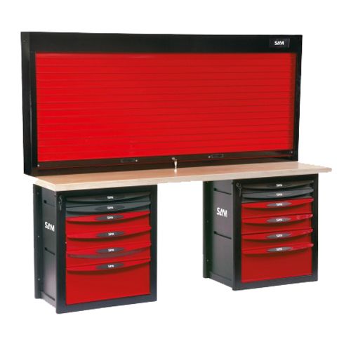 Établi d'atelier 12 tiroirs avec armoire à rideau - SAM OUTILLAGE - 2012-PMAZ 0