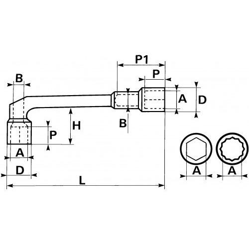 Clés à pipe débouchées satinées 6/12 pans 32mm - SAM OUTILLAGE - 93-32 1