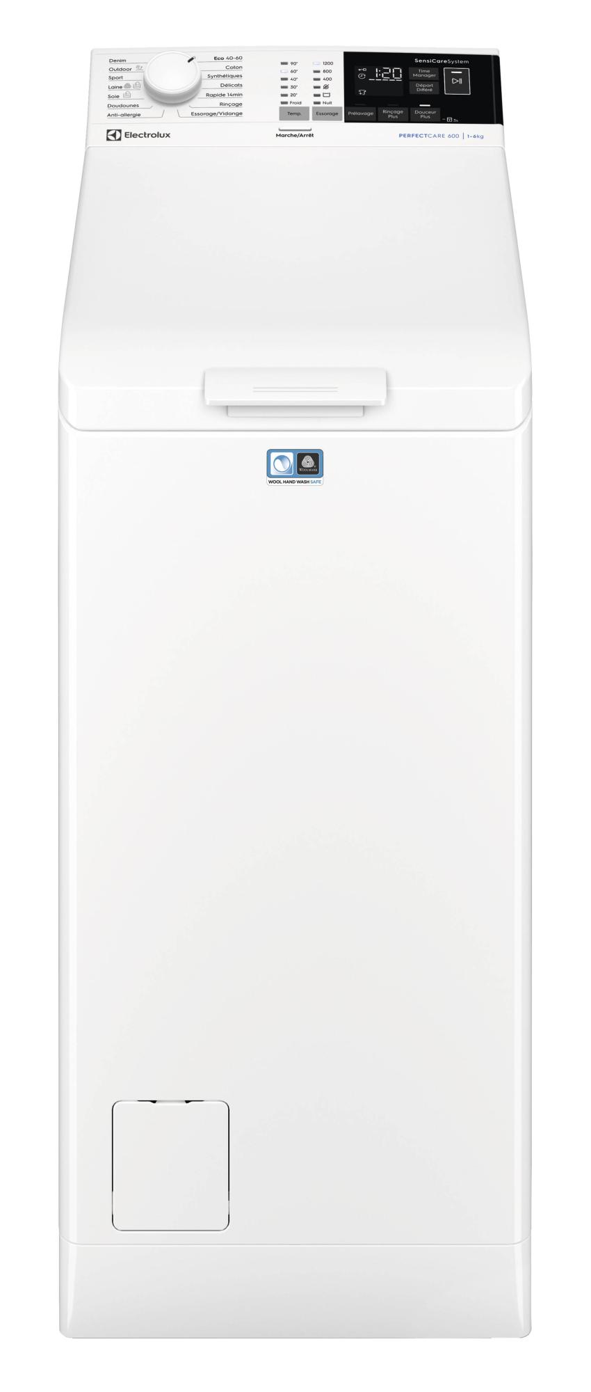 Lave-linge top 6kg ELECTROLUX 1200tr/min 40cm D, EW6T3164AD