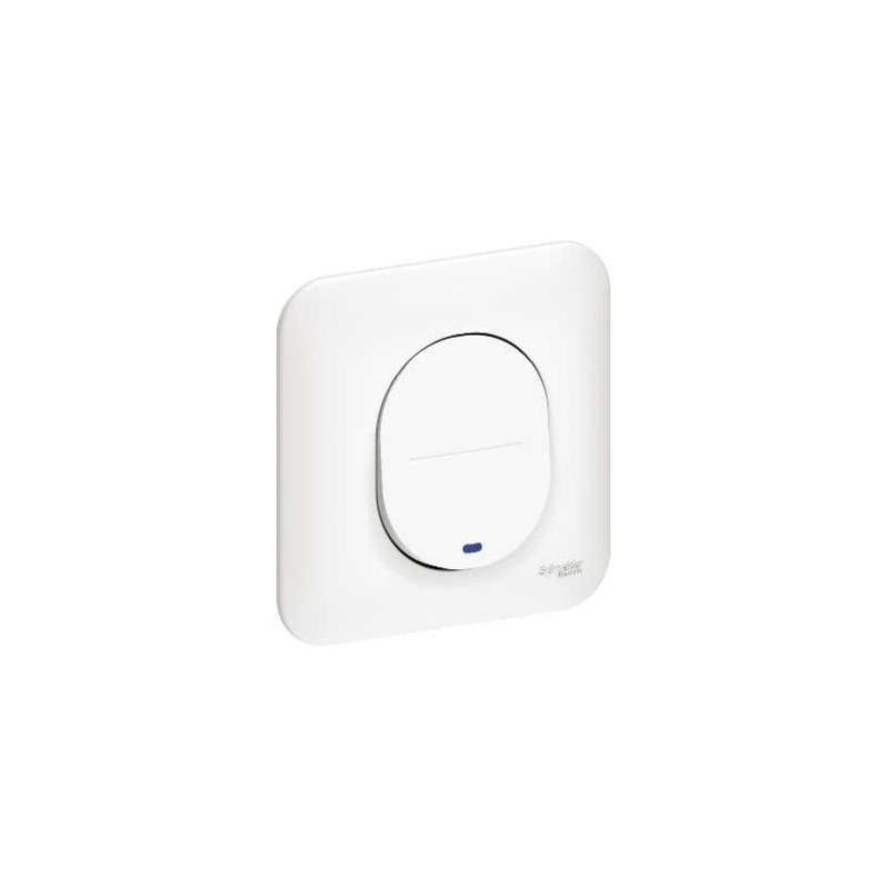 Poussoir à fermeture lumineux LED OVALIS 10 A avec plaque Blanc à vis - SCHNEIDER ELECTRIC - S266276