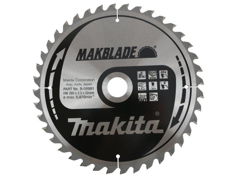 Lame scie circulaire D 260 mm Nb de dents 40 alésage 30 mm MAKBLADE Plus - MAKITA - B-08981