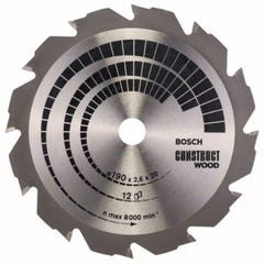 Lame de scie circulaire Construct Wood D210mm pour le bois 14 dents - BOSCH - 2608640634
