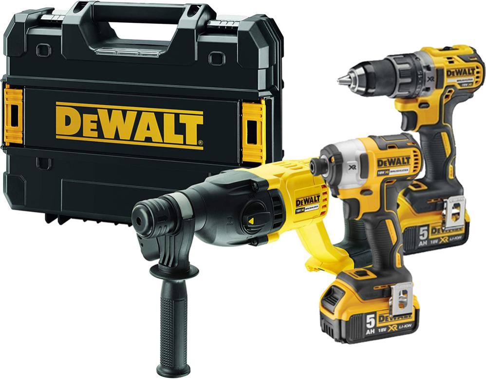 PACK 18V 3 OUTILS (DCD791/DCF887/DCH133) + 2 batteries 5Ah + chargeur + coffret T-STAK