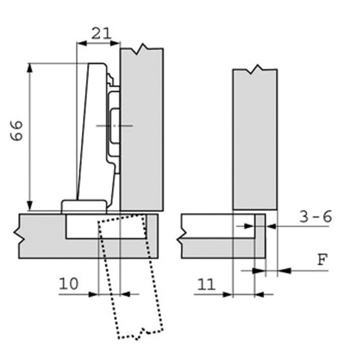 Charnières invisibles pour portes en applique clip top droite inserta (vendu sans embase) - BLUM - CHA75T159