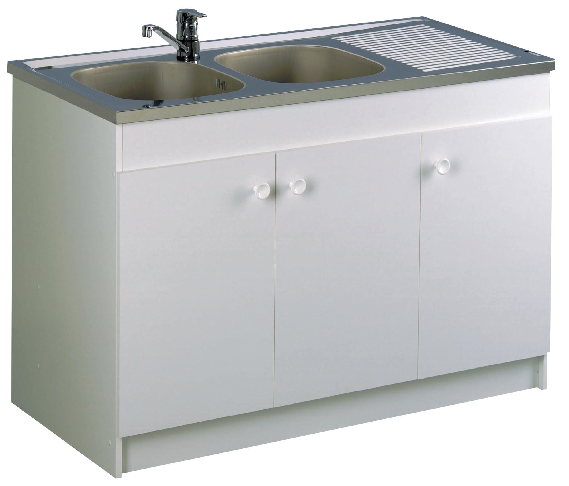 Meuble sous évier 1200x600 LEADER 3 portes hydrofuge - AQUARINE - 200137