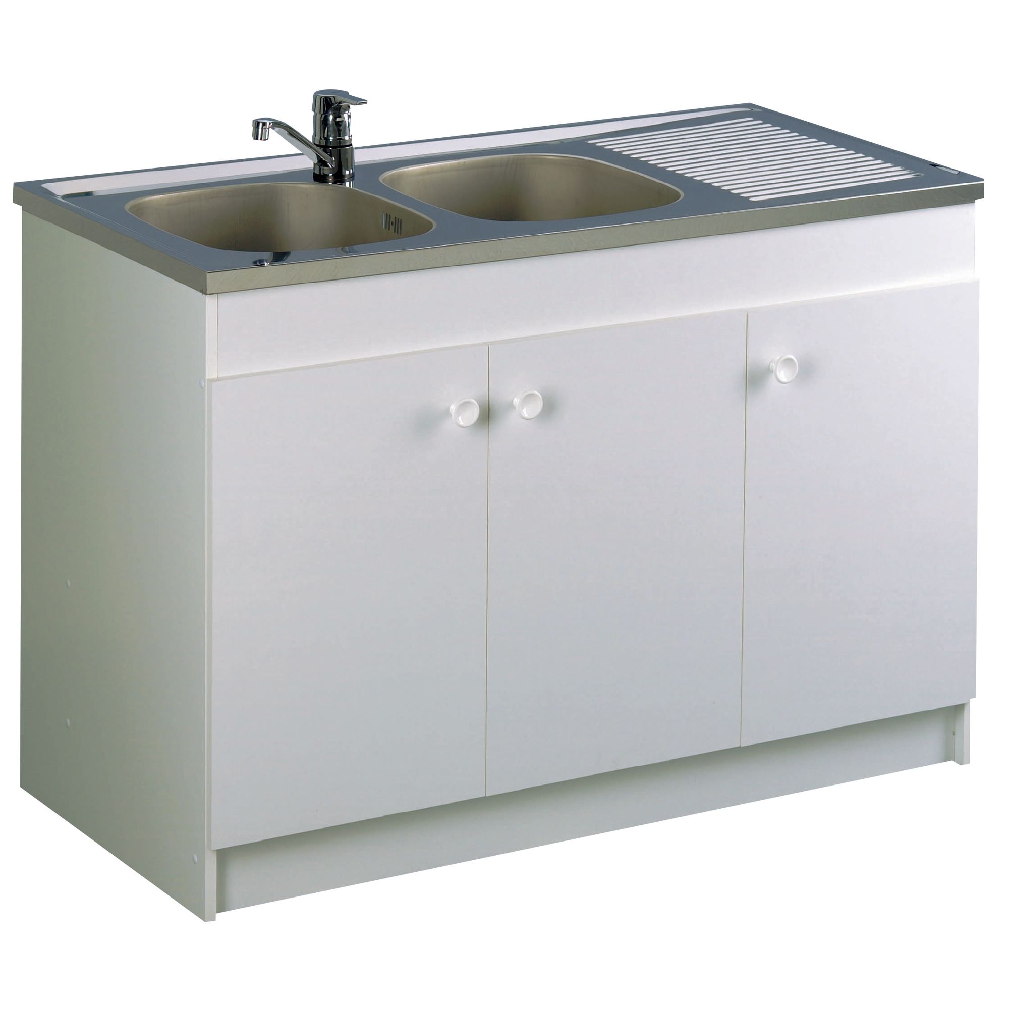 Meuble sous évier LEADER hydrofuge 1200x600 3 portes - AQUARINE - 200137