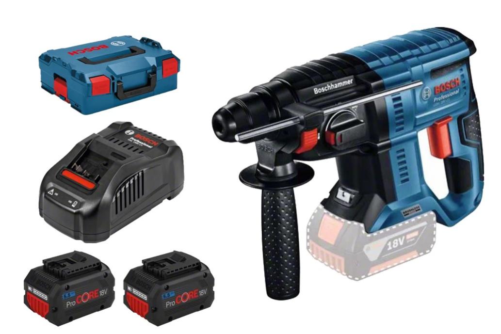 Perforateur SDS+ GBH 18V-21 + 2 batteries Procore 5,5Ah + chargeur + coffret L-Boxx - BOSCH