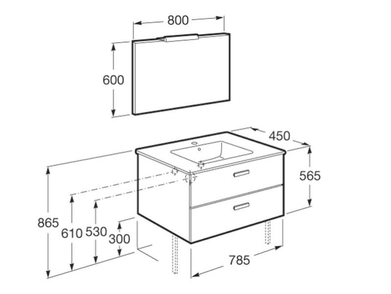 Pack meuble UNIK VICTORIA 80CM blanc brillant sans pieds - ROCA - A855859201