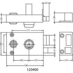 Serrure 3 points VEGA horizontal fouillot cylindre de 45 mm gauche - JPM - 504000-18-2A 2