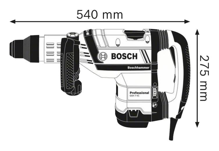 Marteau piqueur SDS-MAX GSH7 VC 1500W 13J en coffret standard - BOSCH - 0611322000