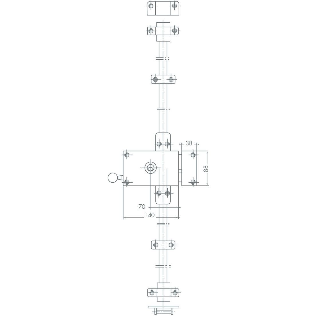 Serrure 3 points VEGA horizontal tirage cylindre de 45 mm droite - JPM - 503000-17-1A 2
