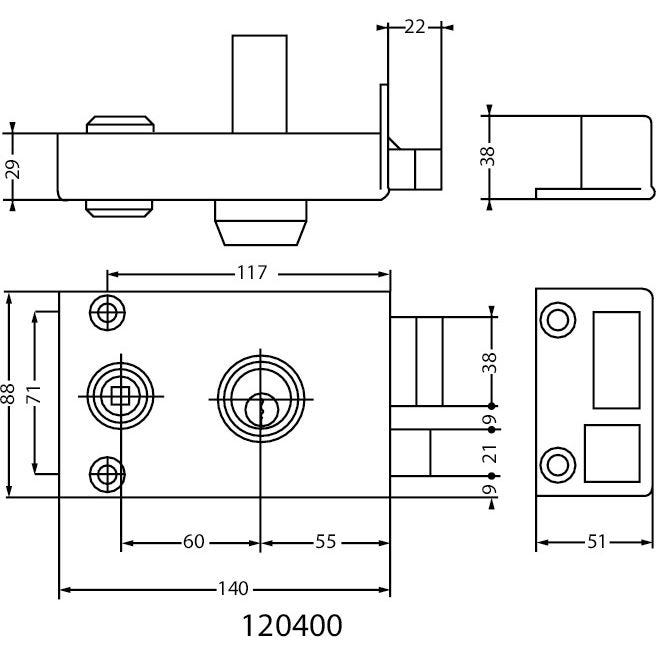 Serrure 3 points VEGA horizontal fouillot cylindre de 45 mm droite - JPM - 504000-18-1A 2