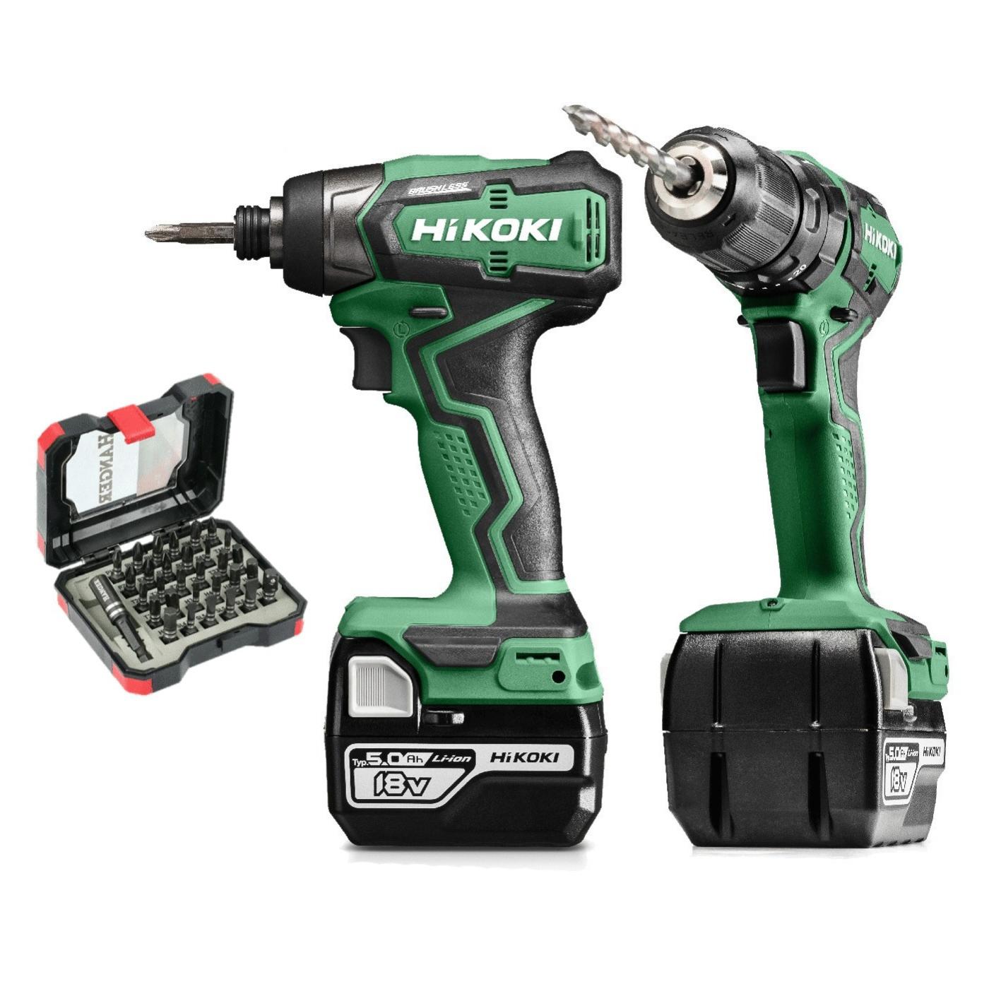 Pack de 2 outils (DS18DD - WH18DD) 18V avec 2 batteries 5.0Ah chargeur et coffret vissage Hanger en HITCASE - HIKOKI - KC18DDWAZ