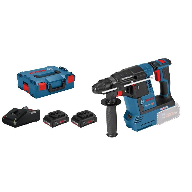 Perforateur SDS+ 18V GBH 18V-26 + 2 batteries Procore 4Ah + chargeur + coffret L-BOXX - BOSCH - 061190900Q