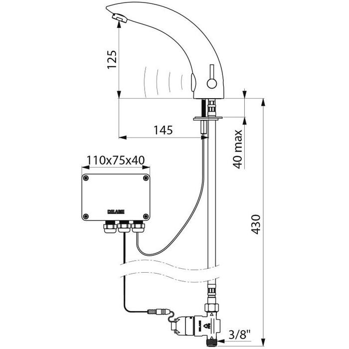 Mitigeur de lavabo automatique TEMPOMATIC MIX 2 sur vasque alimentation pile 6 V - DELABIE - 494006 1