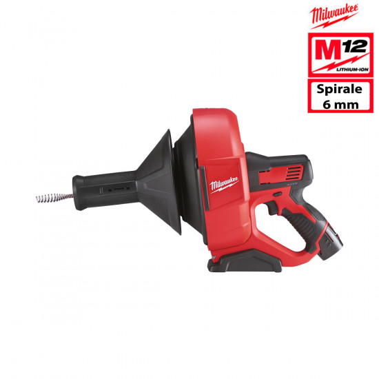 Déboucheur spirale 6mm milwaukee m12 bdc6-202c 12v li-ion 2.0ah 4933451635