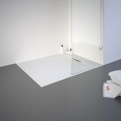 Schulte receveur de douche 90 x 100 x 3,2cm, blanc effet pierre ultra légers, rectangulaire, extra plat à poser ou à encastrer, bac à douche 0