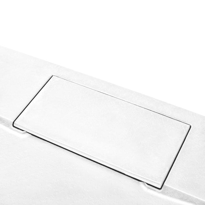 Schulte receveur de douche 90 x 100 x 3,2cm, blanc effet pierre ultra légers, rectangulaire, extra plat à poser ou à encastrer, bac à douche 4