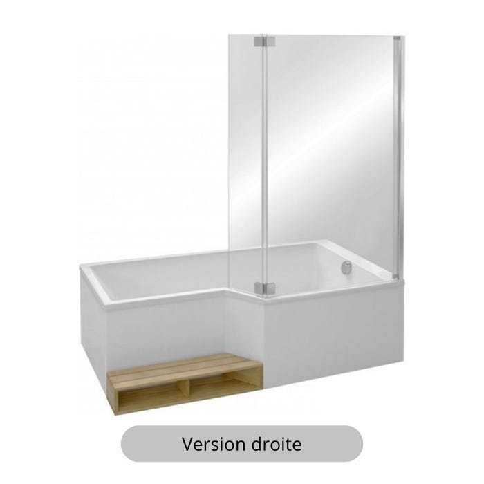 Baignoire bain douche JACOB DELAFON compacte Neo + tablier de baignoire | 160 x 90 version droite 2