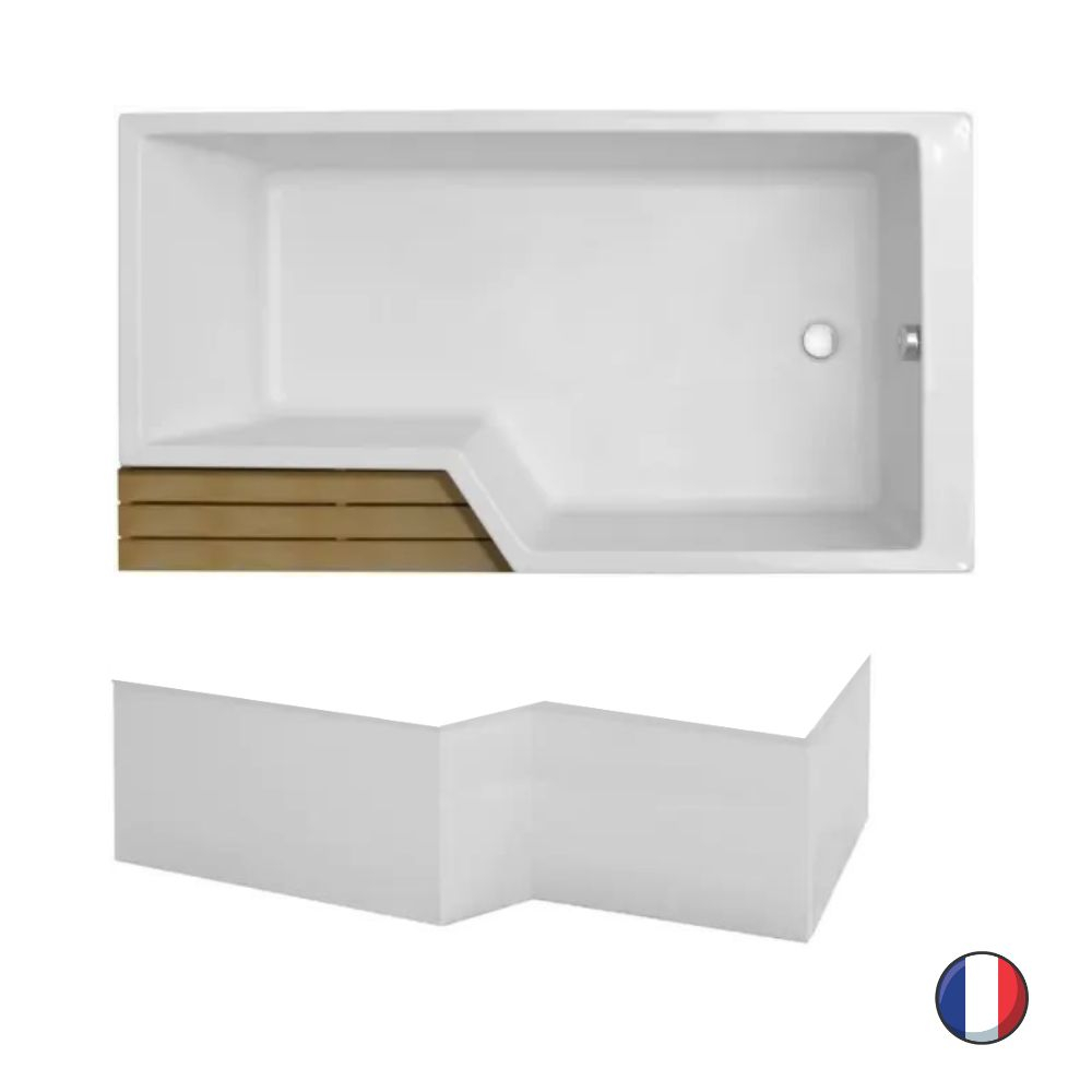 Baignoire bain douche JACOB DELAFON compacte Neo + tablier de baignoire, 160 X 70/90 version droite