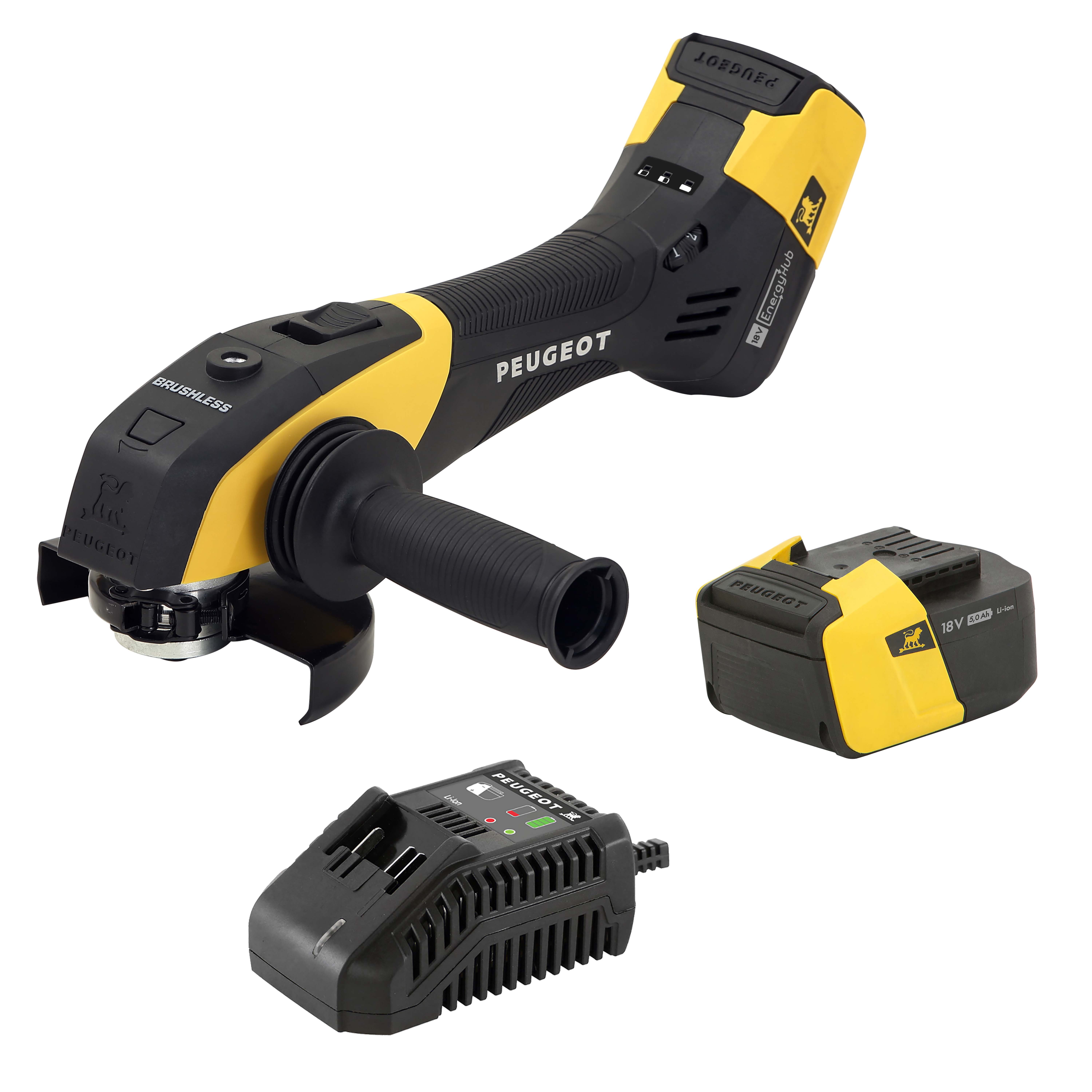 Meuleuse d'angle BRUSHLESS 18V Ø125mm, variateur de vitesse 3000-7500tr/mn