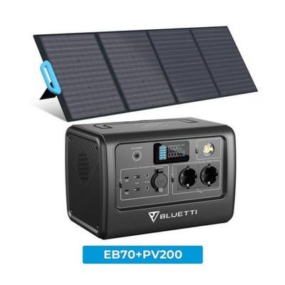 BLUETTI Kit de Génerateur solaire portable EB70GRAY 1000W avec panneau solaire BLUETTI PV200 200W