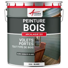 Peinture Bois Extérieur : Volets, Portails, Bardage, Abri Et Mobilier De Jardin : Arcalaque 201 - Blanc - Ral 9003 - 0.5 L