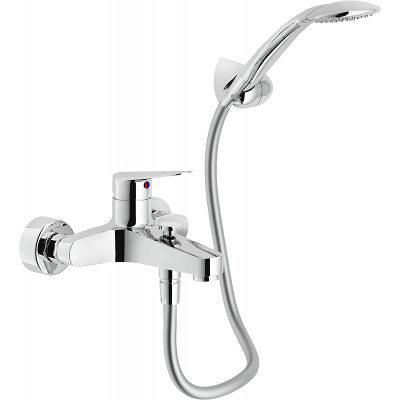 Nobili Blues Mitigeur monocommande bain-douche mural + Douchette à 1 jet et flexible 150 cm, Chrome (BS101110CR)