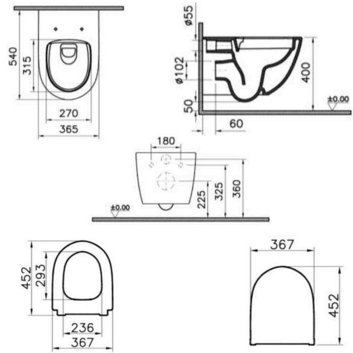 Grohe Pack Bâti-autoportant Rapid SL + WC sans bride Vitra Sento + Abattant softclose + Plaque chrome mat (ProjectSmoothSento-5) 4