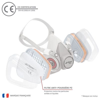AirGearPro C-500 Filtres FFP2 pour Masque de Protection Respiratoire Réutilisable G-500/M-500, Anti poussière 1