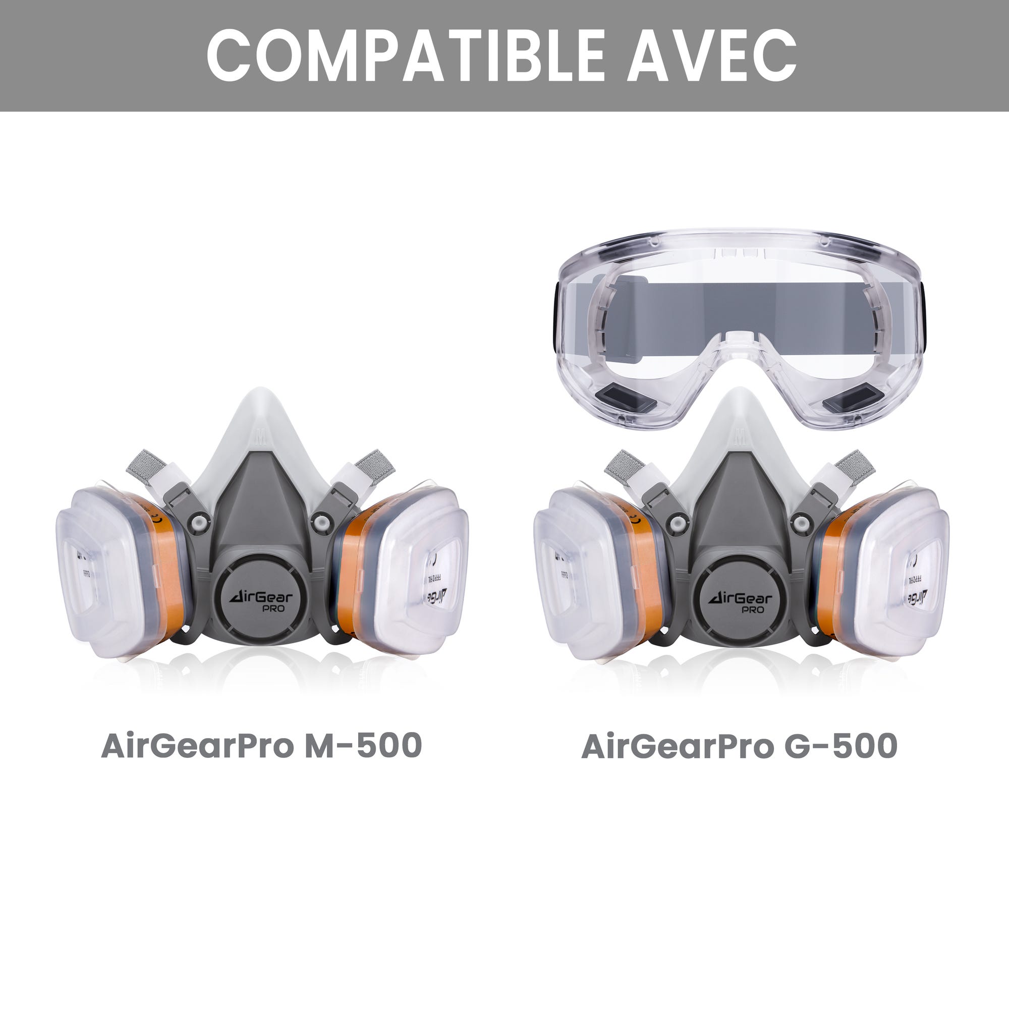 AirGearPro C-500 Filtres FFP2 pour Masque de Protection Respiratoire Réutilisable G-500/M-500, Anti poussière 4