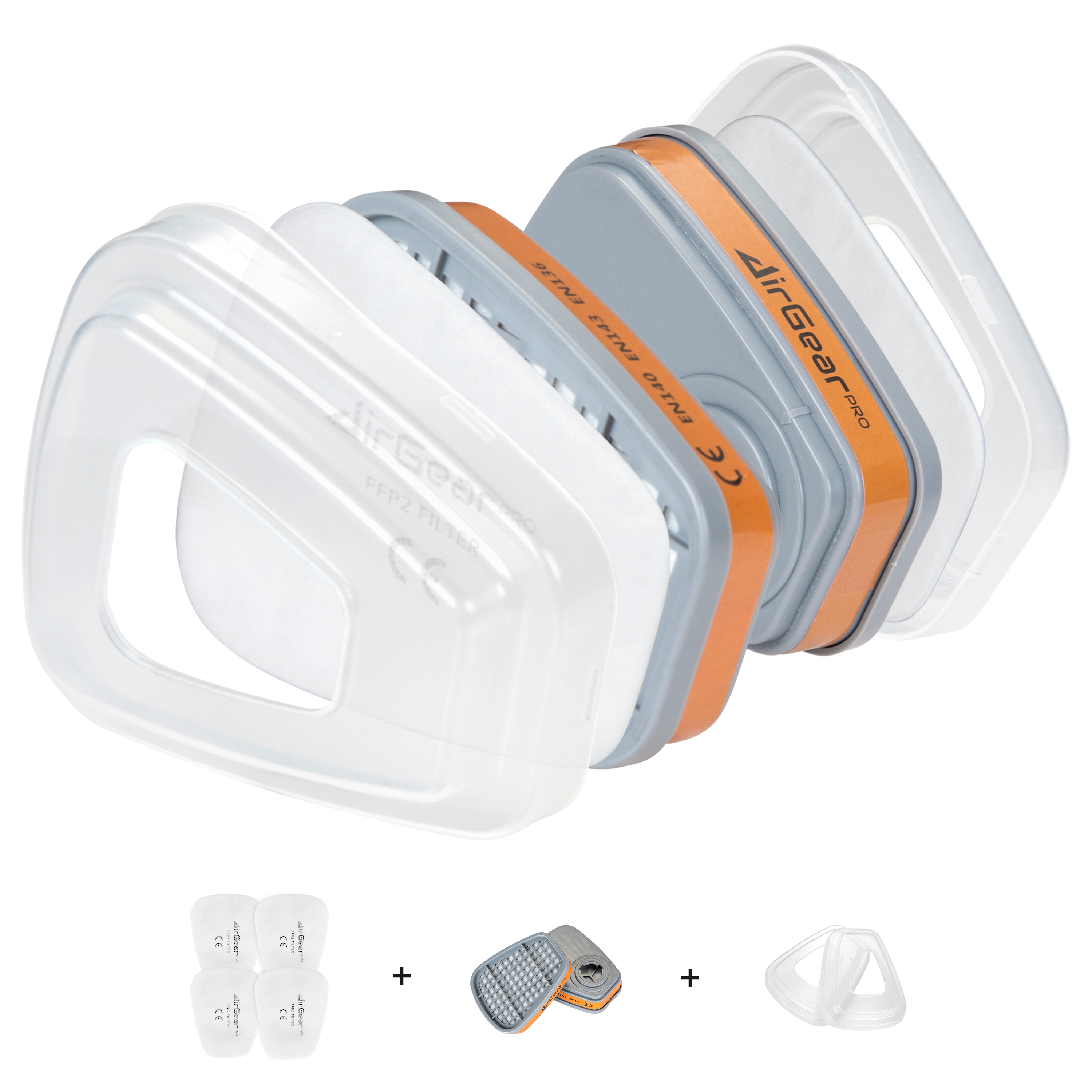 AirGearPro F-500 Filtres pour Masque de Protection Respiratoire Réutilisable G-500/M-500, Anti poussière, Anti gaz, Idéal Peinture