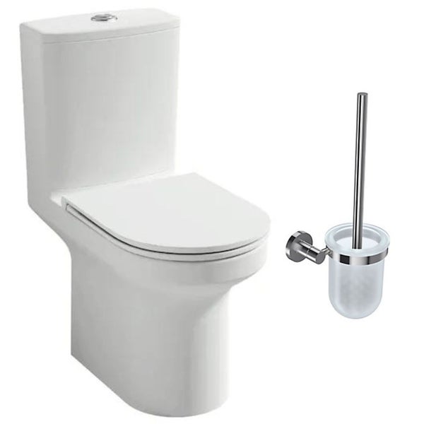 JACOB DELAFON Pack WC au sol blanc sans bride Elite avec abattant extraplat fermeture douce avec porte-balai classique 0