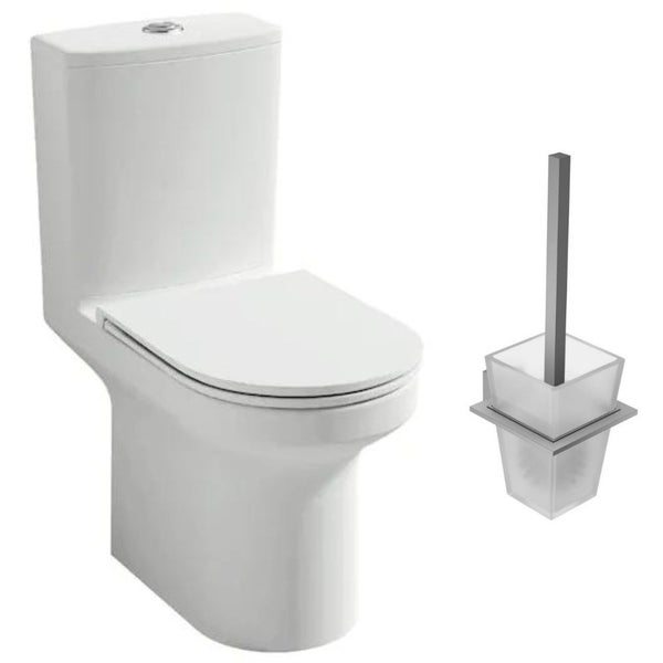 JACOB DELAFON Pack WC au sol blanc sans bride Elite avec abattant extraplat fermeture douce avec porte-balai moderne 0